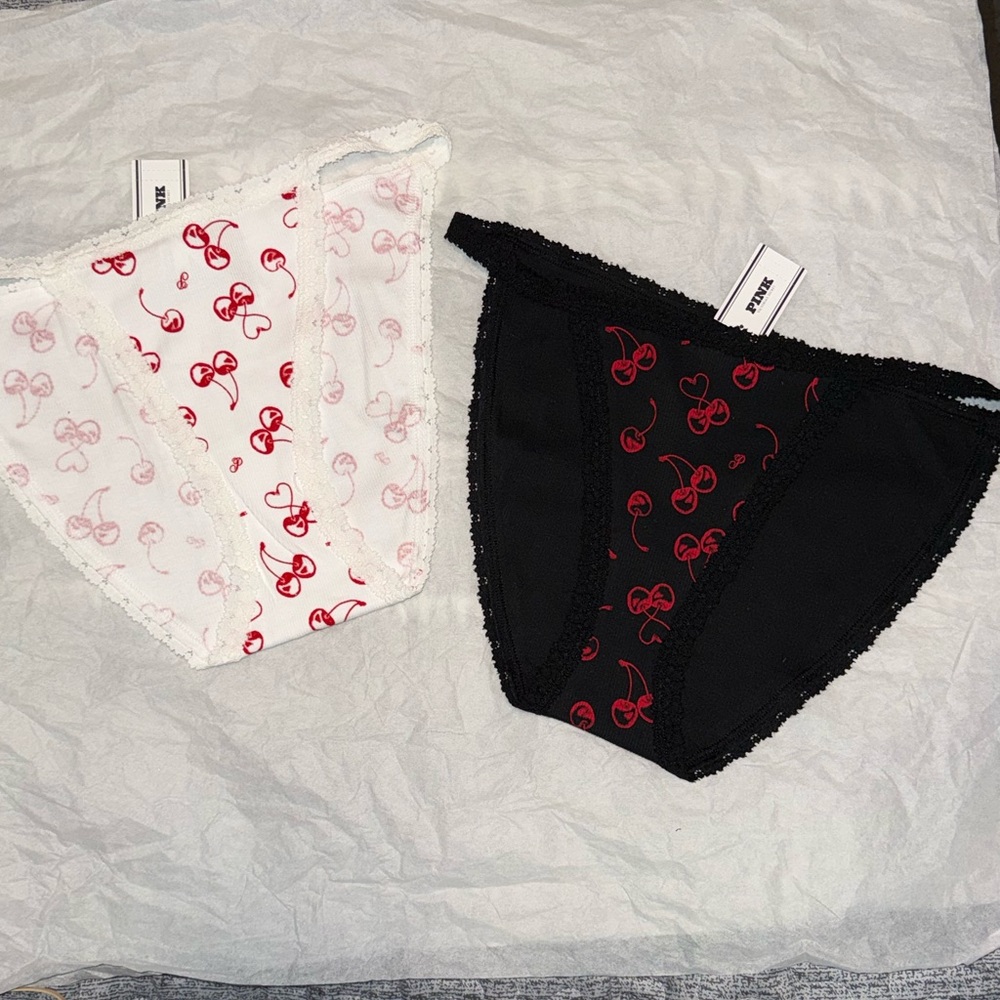 PINK Victoria's Secret Cherries Panties 2-Pair S NWT